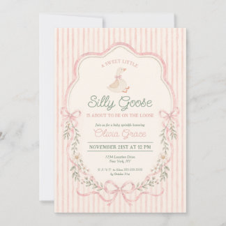 Silly Goose Pink Floral Baby Shower Invitation