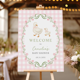 Silly Goose Pink Floral Baby Shower Welcome Foam Board