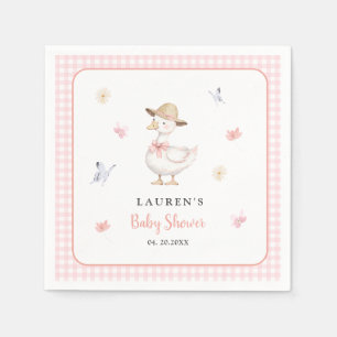 Silly Goose Pink gingham Baby girl Baby shower Napkins