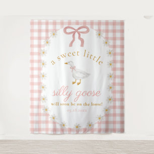 Silly Goose Pink Gingham Baby Shower Backdrop