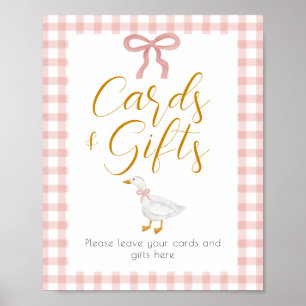Silly Goose Pink Gingham Baby Shower Gift Table Poster