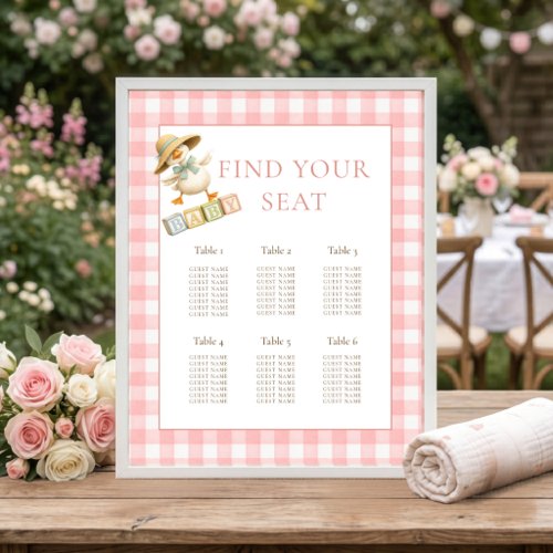 Silly Goose Pink Gingham Baby Shower Seating Chart
