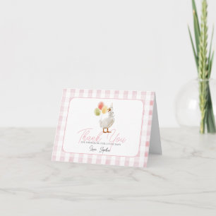 Silly Goose Pink Gingham Baby Shower Thank You Card