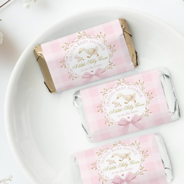 Silly Goose Pink Gingham Bow Baby Shower Hershey's Miniatures (Creator Uploaded)