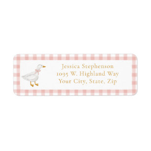 Silly Goose Pink Gingham Cottagecore Return Addres Label