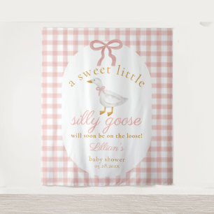 Silly Goose Pink Gingham Girl Baby Shower Backdrop