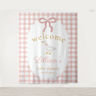 Silly Goose Pink Gingham Girl Baby Shower Backdrop