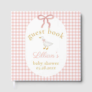 Silly Goose Pink Gingham Girl Baby Shower Guest Book