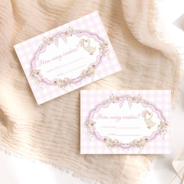Silly Goose Pink Gingham Guess How Many Candies Enclosure Card (Creator Uploaded)