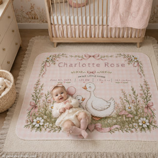 Silly Goose Pink Gingham Personalized Baby Blanket