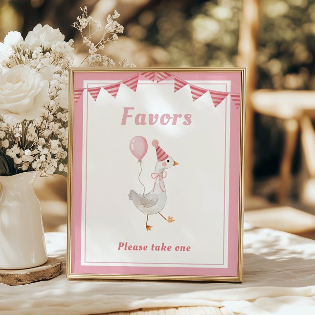 Silly Goose Pink Girl Birthday Favors Poster (Creator Uploaded)