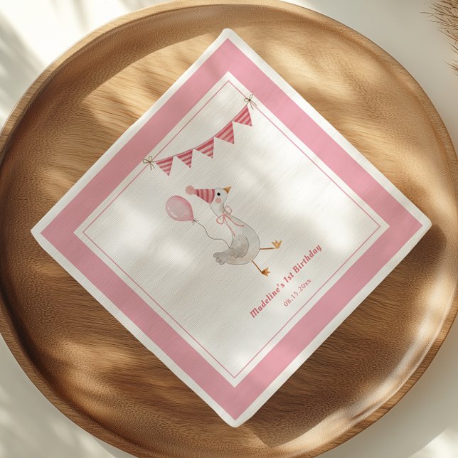 Silly Goose Pink Girl Birthday party Napkins (Creator Uploaded)