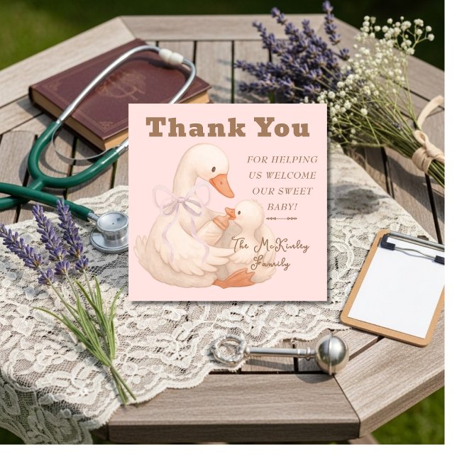 Silly Goose Pink Labor  Delivery NICU Hospital    Thank You Card (Silly Goose Pink Labor Delivery NICU Hospital Thank You Card)