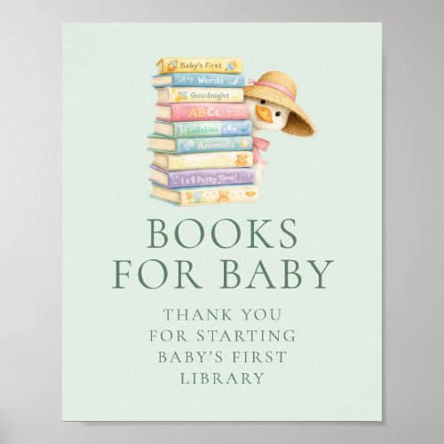 Silly Goose Pink Sage Books for Baby Shower Sign