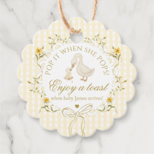 Silly Goose Pop it when she pops yellow gingham Favor Tags