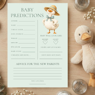 Silly Goose Predictions Baby Shower Game Card