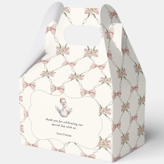 Silly Goose Preppy Bow Baby Shower Favor Boxes (Front)