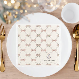 Silly Goose Preppy Bow Baby Shower Paper Dinner Napkins