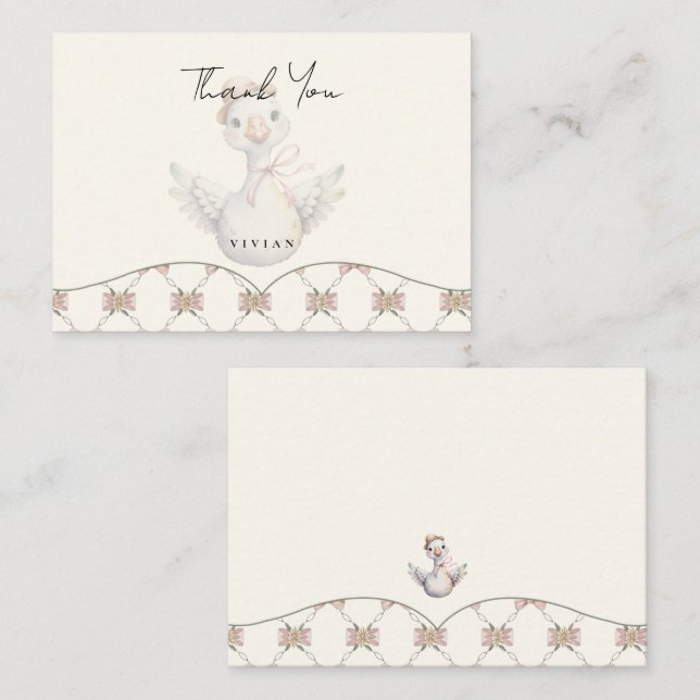 Silly Goose Preppy Bow Blank Thank You Card (Front/Back)