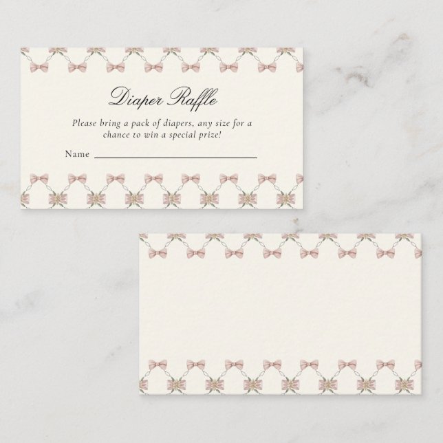 Silly Goose Preppy Bow Diaper Raffle Enclosure Card (Front/Back)