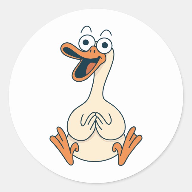 Silly Goose, Quirky, Funny Cartoon Goose Classic Round Sticker (Front)