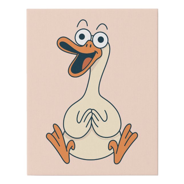 Silly Goose, Quirky, Funny Cartoon Goose Faux Canvas Print (Front)
