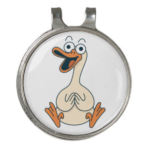 Silly Goose, Quirky, Funny Cartoon Goose Golf Hat Clip