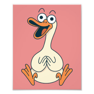 Silly Goose, Quirky, Funny Cartoon Goose Photo Print