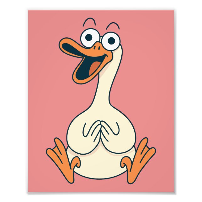 Silly Goose, Quirky, Funny Cartoon Goose Photo Print (Front)