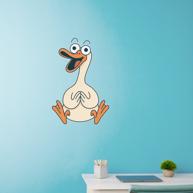 Silly Goose, Quirky, Funny Cartoon Goose Wall Decal (Home Office)
