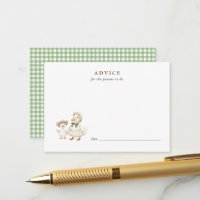 Silly Goose Sage gingham Baby shower Advice card