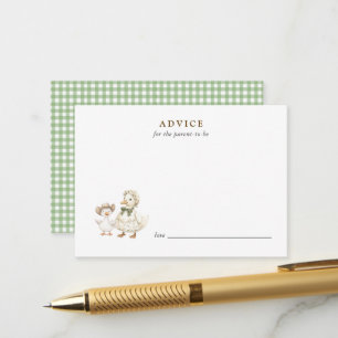 Silly Goose Sage gingham Baby shower Advice card