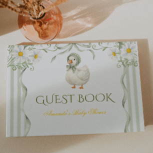 Silly Goose Sage Green Gender Neutral Baby Shower Guest Book