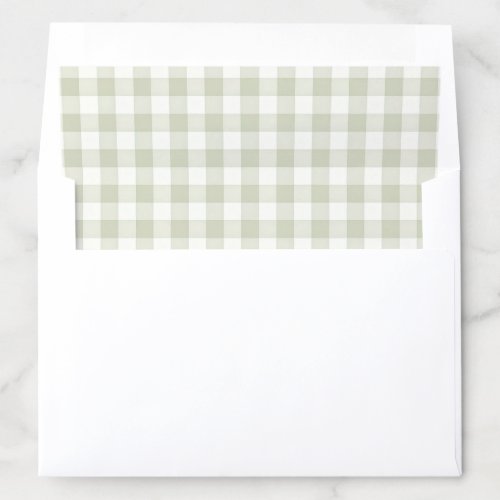 Silly Goose Sage Green Gingham Baby Shower Envelope Liner
