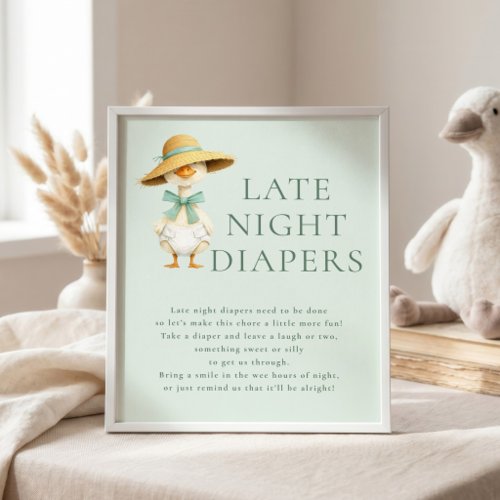 Silly Goose Sage Night Diapers Baby Shower Sign