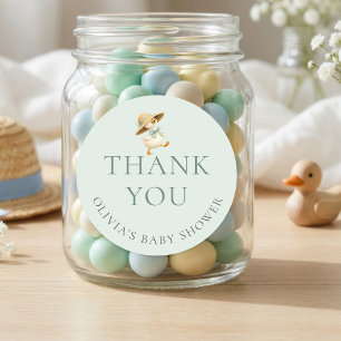 Silly Goose Sage Thank You Baby Shower Classic Round Sticker