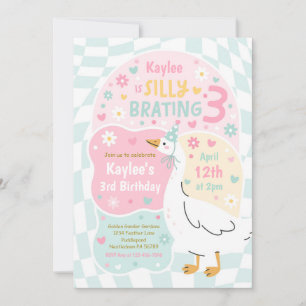 Silly Goose Silly-Brating Three Birthday Party Invitation