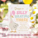 Silly Goose Silly-Brating Three Birthday Party Invitation<br><div class="desc">Silly Spring Goose Collection

Waddle into spring with bright colors,  playful designs,  and plenty of silly goose charm. 
Browse our carefully curated matching items designed to complement each other seamlessly. 
Create a cohesive look with coordinating decor,  tableware,  and accessories.

All designs are © PIXEL PERFECTION PARTY LTD</div>
