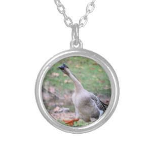 Silly goose silver plated necklace