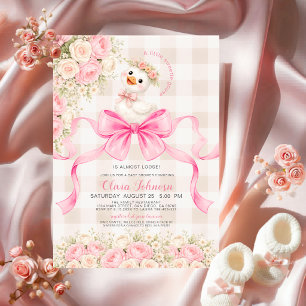 Silly Goose Sweetie Goose Pink Gingham Baby Shower Invitation