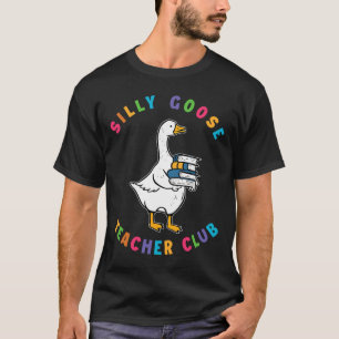 Silly Goose Teacher Club Colorful Print Goose Back T-Shirt