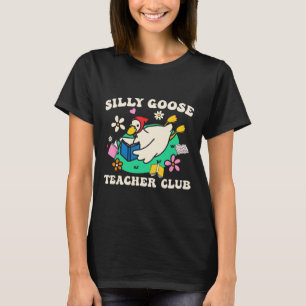 Silly Goose Teacher Club Retro Groovy Teacher Back T-Shirt