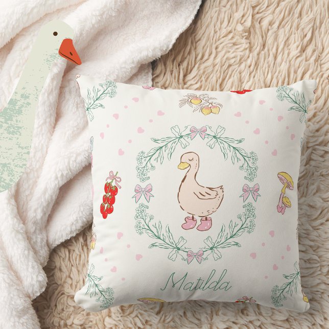 Silly Goose Theme Cute Geese Pink Custom  Throw Pillow (Creator Uploaded)
