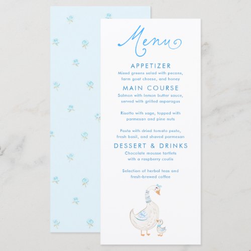 Silly Goose Themed Baby Shower Menu Cards