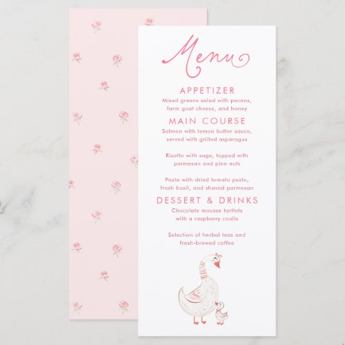 Silly Goose Themed Baby Shower Menu Cards