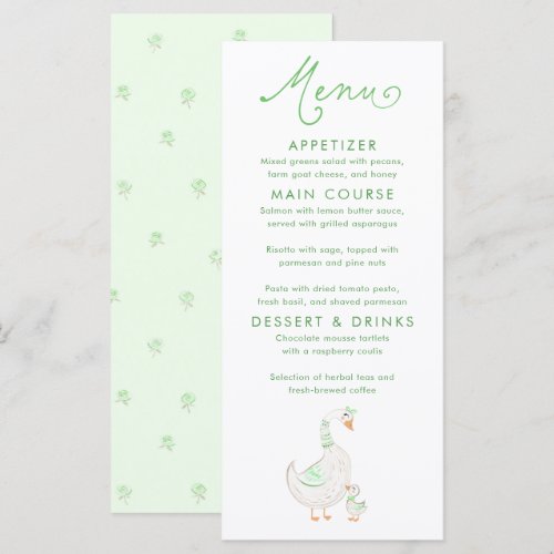 Silly Goose Themed Baby Shower Menu Cards
