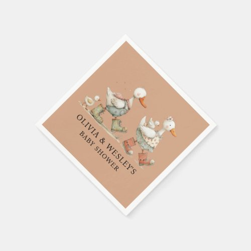 Silly Goose Twins Baby Baby Shower Napkins