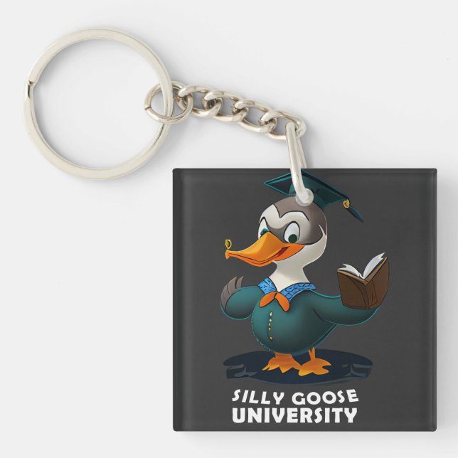 Silly Goose University Student Funny Keychain (Front)