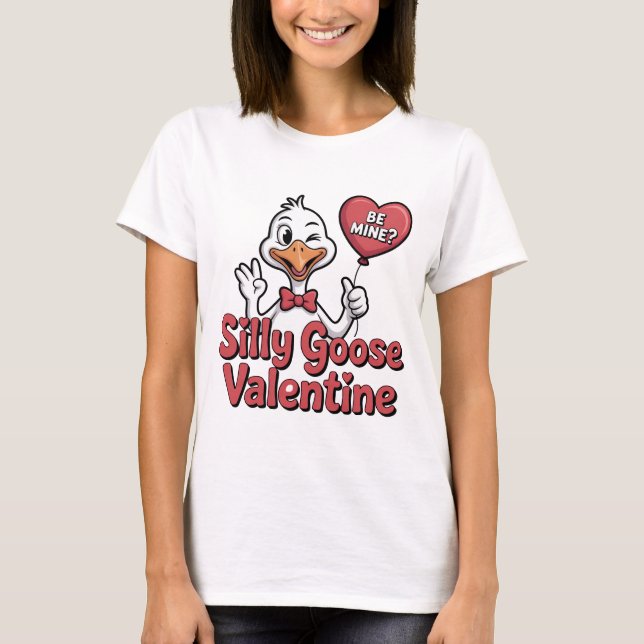 Silly Goose Valentine Shirt - Cute Winking Goose H (Front)