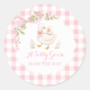 Silly Goose Vintage Daisy Baby Shower Classic Round Sticker